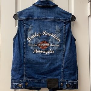 HARLEY DAVIDSON EMBROIDERED DENIM VEST